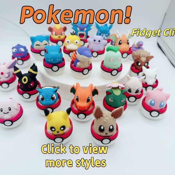 3D Printed Pokemon Clicker | Pocket Fidget Clicker Toy | Sensory Stress Relief Toy | Desk Fidget collectible| Pocket Gift | ADHD Focus Toy