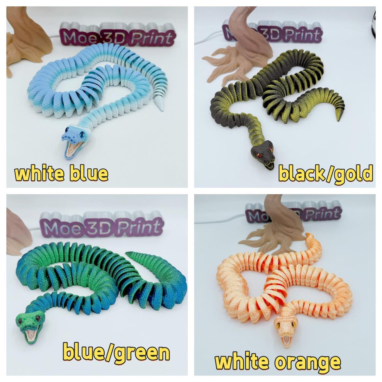 3D Printed Articulated Green Tree Python Toy - 29" Fidget Snake - Etsy