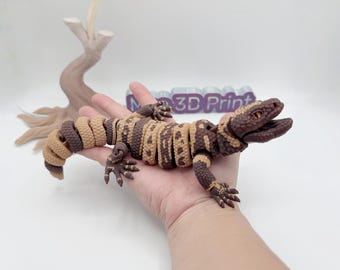 Gilamonster, 3D-geprinte hagedisgekko Super beweegbaar gelede speelgoed, kan mond openen/hoofd optillen | Glazen ogen/gekko | Flexi-speelgoed