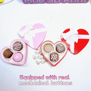 Juguete antiestrés con clickers de chocolate MoeHearts, caja de regalo con clickers de chocolate impresos en 3D, regalo para fiestas y San Valentín.