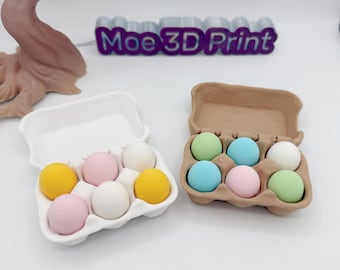 3D Printed Egg Carton + Eggs Clicker Fidget MoeHearts | Fun Stress Relief Toy | Perfect Holiday Gift