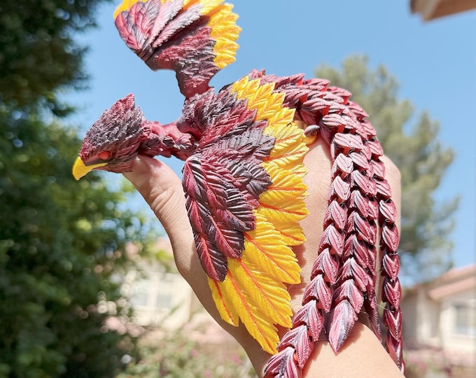 Articulated Phoenix, MoeHearts 3D printed  Phoenix fidget desk toy | Mythological Creatures | sensory | Glow in Dark | Desk Accessory