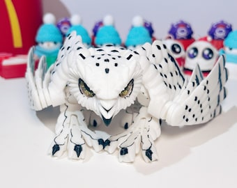 Grifo de nieve con cabeza opcional de 11 pulgadas - Juguete de escritorio articulado impreso en 3D / Juguete de animal articulado / Juguete antiestrés articulado / Accesorio de escritorio