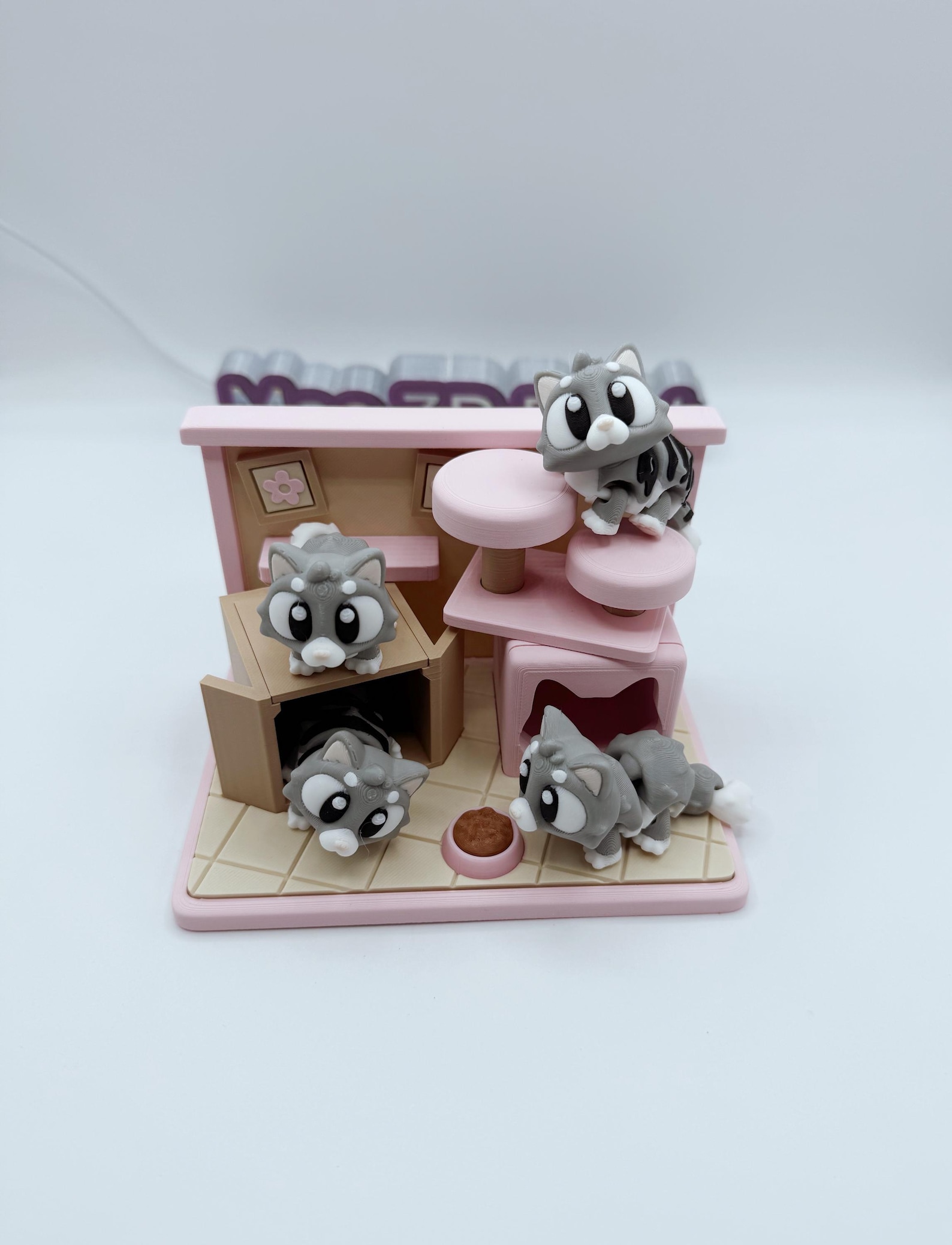 3D Printed Articulated Kitty Cat Playset & Movable Props | Desk Decor ...