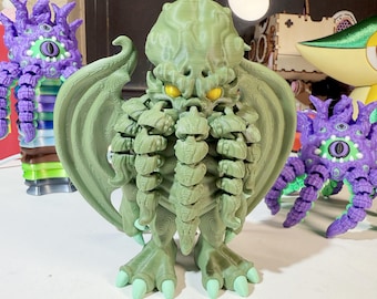Cthulhu - 3D gedrucktes gegliedertes Cthulhu zappeln Schreibtisch Spielzeug | sensorische | Kuriosität Spielzeug | Gelenk-Fidget-Spielzeug | Cosmic Horror Sammlerstück