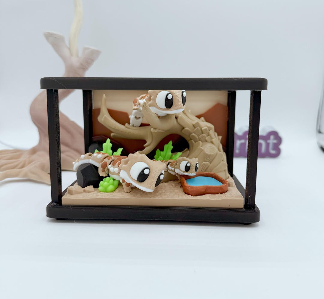 3D Printed Bearded Dragon & Tortoise Fidget Set – Flexi Reptile Enclosure lizard | Gecko |
