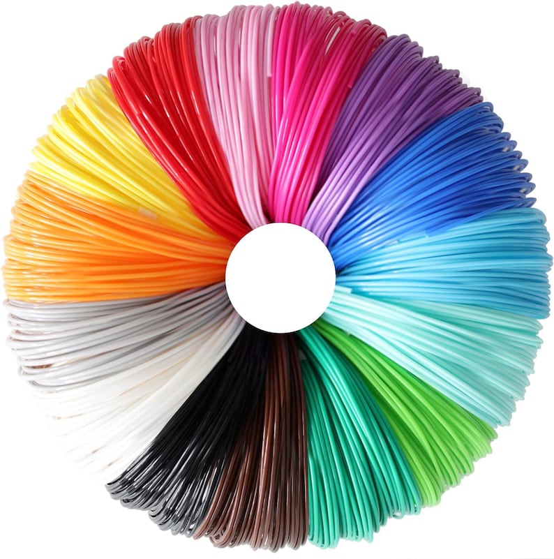 May include: A collection of colorful 3D printer filament spools arranged in a circle. The spools are in various colors, including red, orange, yellow, green, blue, purple, pink, and white.