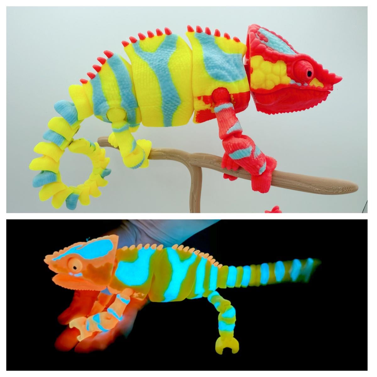 Chameleon,3d Printed Articulated Panther Chameleon With Open Mouth