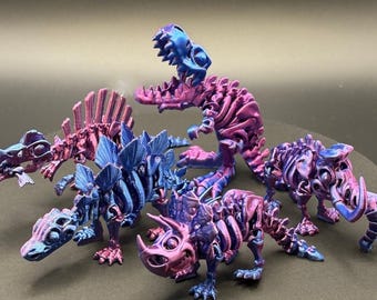 T-Rex/Stegosaurus/Triceratops/Spinosaurus/Ankylosaurus/Velociraptor/Mammoth- 3D Printed Articulated Skeleton Desk Toys ~Dinosaur Lovers