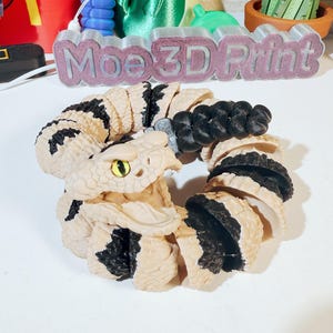 Rattle Snake,3D Printed Articulated 22&#39;&#39; Rattlesnake | telescopic teeth | Working Rattle tail | Gifts | Desk Decoration Fidget Sensory Toy