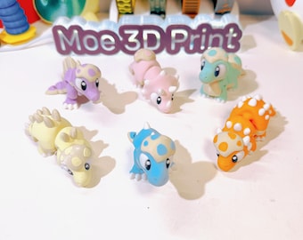 Dinosaurs Tribe - 3D Printed Cute Dinosaurs Tribe Fidget Toy | Flexible Articulating Sensory Pet Axolotl | Articulated Fidget Toy
