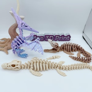 Skelet mosasaurus/pteranodon/parasaurolophus/brachiosaurus | 3D-geprinte scharnierende flexi Fidget, bureau ~Dino Lovers-Dinosaurusskelet