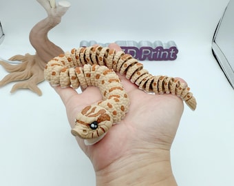 3D Printed Hognose Snake: Articulated Reptile Toy, Realistic Pig Snake