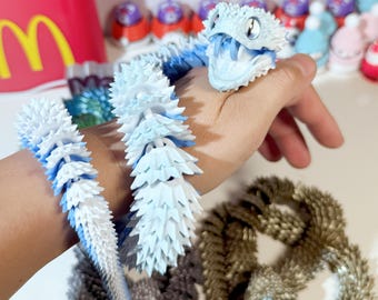 Bush Viper Retractable Fangs - MoeHearts 3D Printed Articulated Toy, Baby Bush Viper Retractable Fangs Toy | Dragon Snake