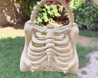 3D Printed Skull Bag – Skeleton Rib Cage Purse – Gothic Bone Handbag – Halloween Cosplay Prop | Gifts  | Desk Decoration Fidget Sensory Toy