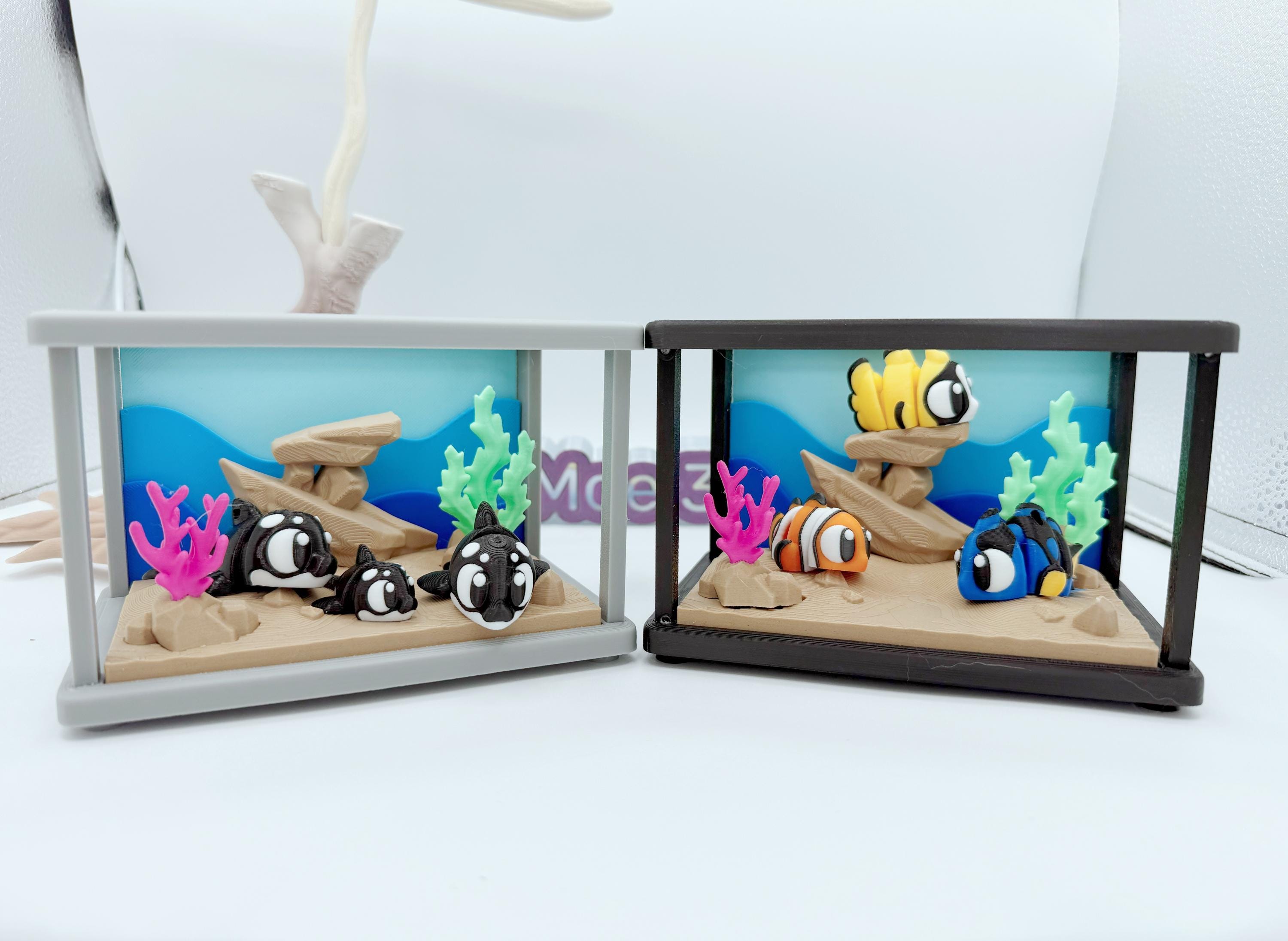 3D Printed Flexi Fish Tank Set – Tropical, Killer Whale, Turtle