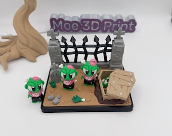 Mini cementerio de zombis impreso en 3D: juguete de escritorio de Halloween