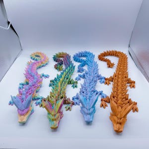 Crystal Dragon, MoeHearts 3D Printed Articulated Crystal Dragon, Articulated Dragon Figurine, Dragon Toy, Sensory Stress Fidget, Dragon