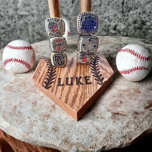 Baseball Homeplate Ring Holder, Championship Ring Holder, Personalized Ring Holder, Stacked Sports Ring Display, Team Gift, Softball Rings
