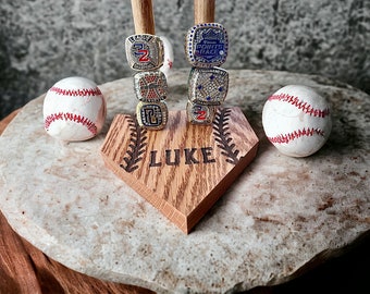 Baseball Homeplate Ring Holder, Championship Ring Holder, Personalized Ring Holder, Stacked Sports Ring Display, Team Gift, Softball Rings