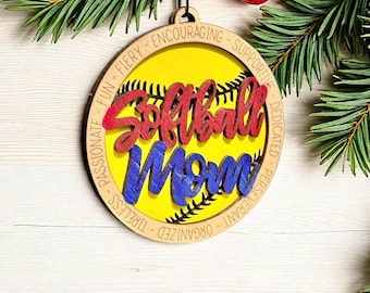 Team Mom Softball Ornament Gift for Coach Christmas Gift Softball Ornament for Player Present for Holiday Coach Thank You Gift Keepsake Gift