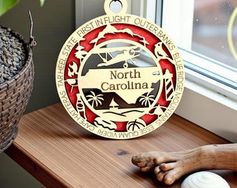 North Carolina State Ornament Celebrate Outer Banks Blue Ridge Keepsake Christmas souvenir housewarming gift for Holiday Stocking Stuffer