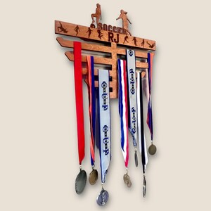 Medal Stand for Soccer Player to display medals from their season. Also available for all sport and academics