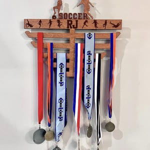 Soccer Medal Display Holder Medal Display Rack Personalized Soccer Display Sports Medals Customized Medal Display immagine 2
