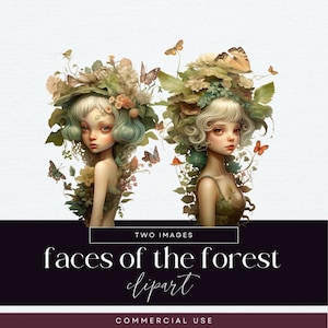 Forest Fairy Girl Clipart, Party Invite Illustration, Mystic Junk Journal, Magical Nymph Ephemera, Woodland Creature Clip Art, Pixie Doll