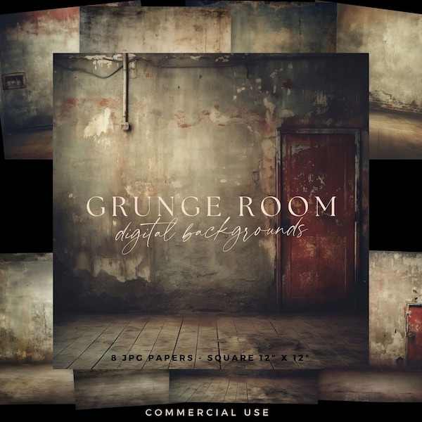 Grunge Studio Backdrop, Old Wall Digital Background, Urban Overlay, Photoshop Texture, Abandoned Room Illustration, Rustic Junk Journal JPG