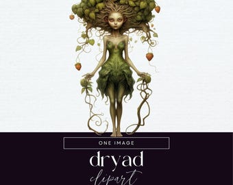 Dryad Clipart, Transparent PNG, Fantasy Creatures Clip Art, Magical Woodlands Character Junk Journal, Mystcal Ephemera, Forest Illustrations