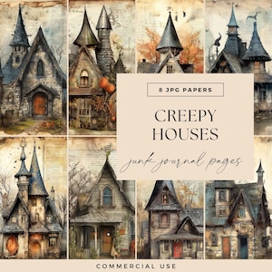 Creepy Haunted House Junk Journal, Old Vintage Manor Papers, Printable Spooky Halloween Scrapbooking, DOWNLOAD, Halloween Decor Ephemera