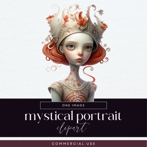 Clipart de menina caprichosa, PNG transparente, lindo clipart de retrato, gráficos de diário de lixo de boneca de papel, coisas efêmeras de boneca de fantasia, rosto bonito