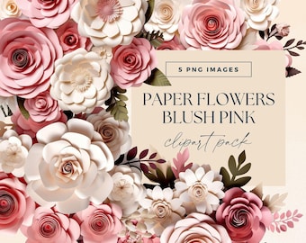Clipart fleur rose poudré, PNG transparents, bouquet de mariage rose, composition florale, clipart déco bohème, invitation de fleurs printanières en papier
