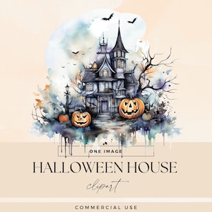 Halloween Nightmare Clipart, Haunted House Clip Art, Transparent PNGs, Spooky Scene Illustration, Horror Mansion Graphics, Pumpkin Decor