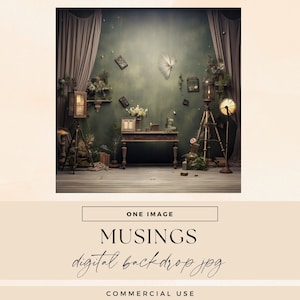 Musings Room Backdrop Digital, INSTANT DOWNLOAD, Whimsical Quirky Photography, Messy House Studio Background Overlay, Vintage Scene Texture