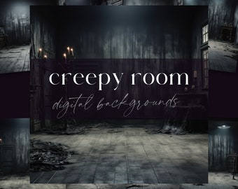 Creepy Room Backdrop, Dark Abandoned House Scene, Halloween Background, Haunted Junk Journal Papers, Night Studio Pages, Photoshop Overlay