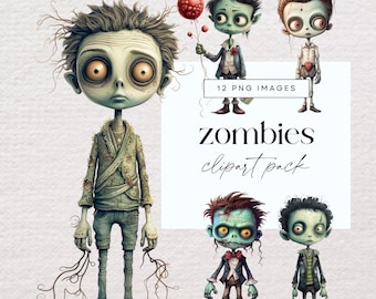 Zombie Clipart, Transparent PNG, Creepy Clip Art, Spooky Junk Journal, Scary Halloween Illustration, Fantasy Graphic, Horror Ephemera