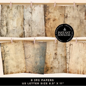 Tree Bark Textures Junk Journal, Natural Wooden Pages, Digital DOWNLOAD, Bark Background, Rustic Scrapbooking Papers, Garden Branch Ephemera