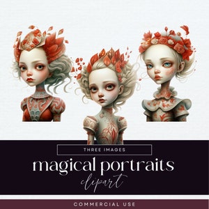 Boneca de papel de clipart extravagante, PNG transparente, clipart de retrato místico, gráficos de diário de lixo de menina bonita, coisas efêmeras de personagem de fantasia