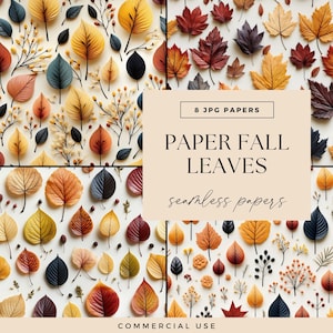 Autumn Leaves Seamless Pattern, JPG DOWNLOAD, Fall Scrapbook Papers, Fall Leaf Digital Pages, Junk Journal Seasons, Nature Backgrounds