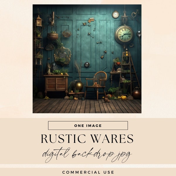 Rustic Wares Room Backdrop Digital, INSTANT DOWNLOAD, Whimsical Photography, Messy House Studio Background Overlay, Vintage Scene Texture