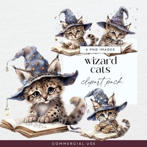 Clipart chats sorcier, PNG Transparent, créatures félines magiques, journal indésirable de chatons mystiques, éphémères de conte de fées, clipart invitation magique