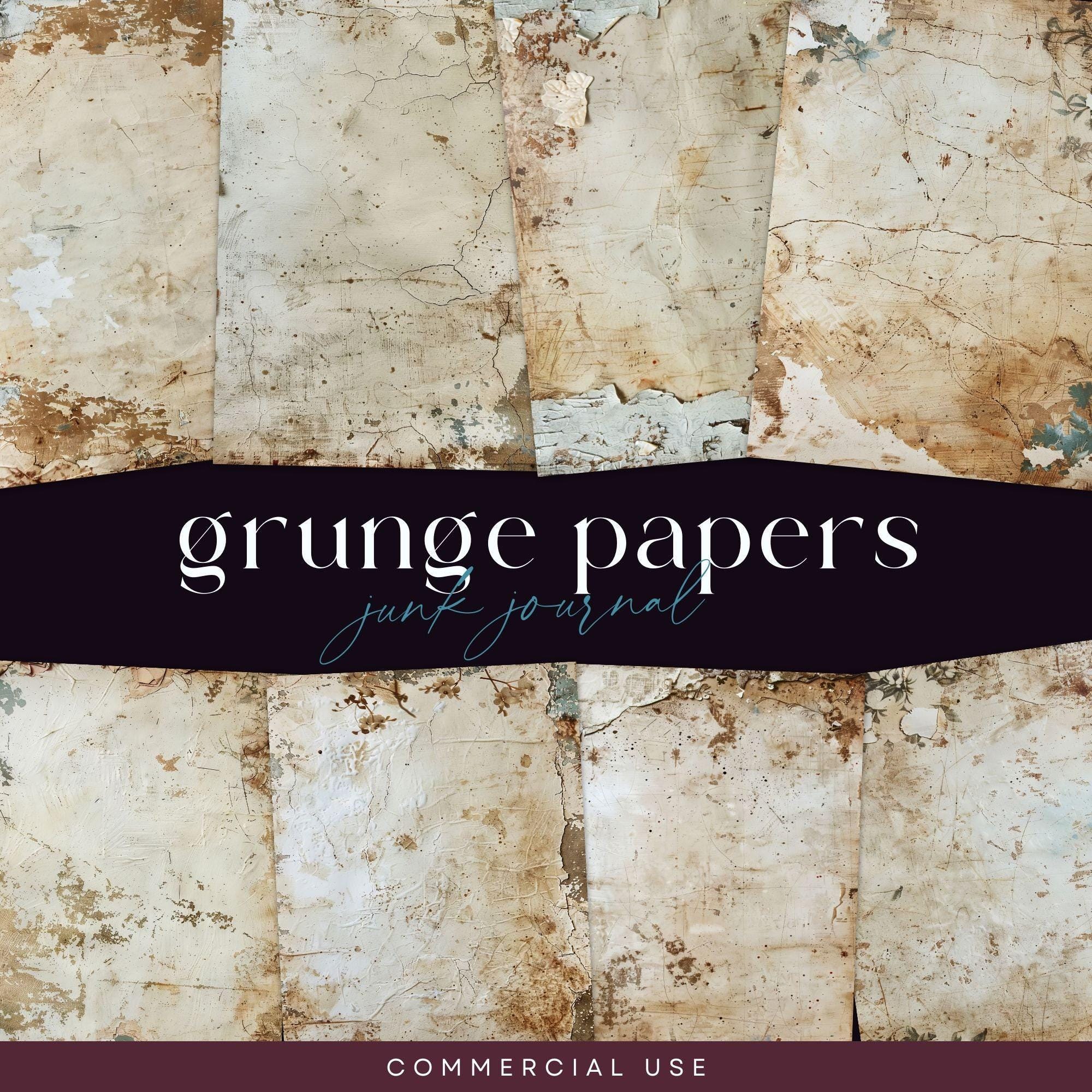 Grunge Junk Journal Digital, Vintage Rustic Papers, DIGTIAL DOWNLOAD ...