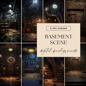 Fondo digital de sótano, escena de escape room, álbum de recortes, diario basura de mazmorra grunge, fondo de invitación, fotografía de habitación cerrada