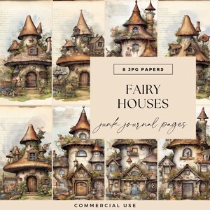 Feenhaus Junk Journal Seiten, Vintage Papiere zum Ausdrucken, Fantasy Scrapbooking, DIGITAL DOWNLOAD, Waldfeen Buchseiten