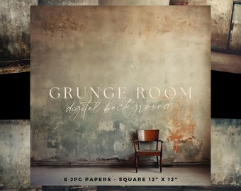 Grunge Scene Backdrop, Old Wall Digital Background, Urban Overlay, Studio Texture, Abandoned Room Illustration, Rustic Junk Journal JPG