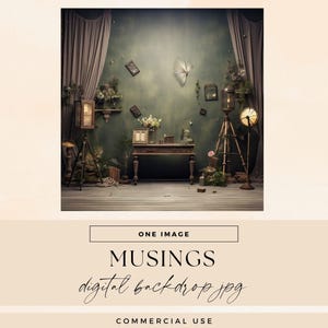Musings Room Backdrop Digital, INSTANT DOWNLOAD, Whimsical Quirky Photography, Messy House Studio Background Overlay, Vintage Scene Texture