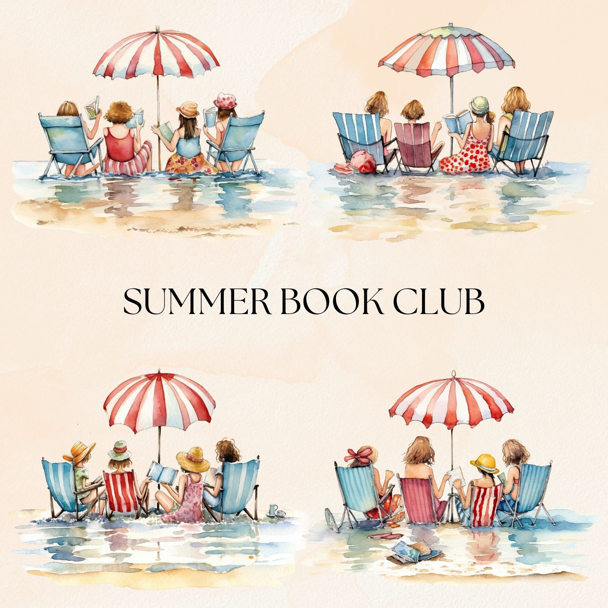 Summer Book Club Clipart Pack, Best Friend Book Pile, Library Clip Art ...