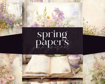 Spring Flowers Junk Journal, Vintage Pastel Floral Papers, DIGTIAL DOWNLOAD, Botanical Scrapbooking Paper, Wildflower Garden Journal